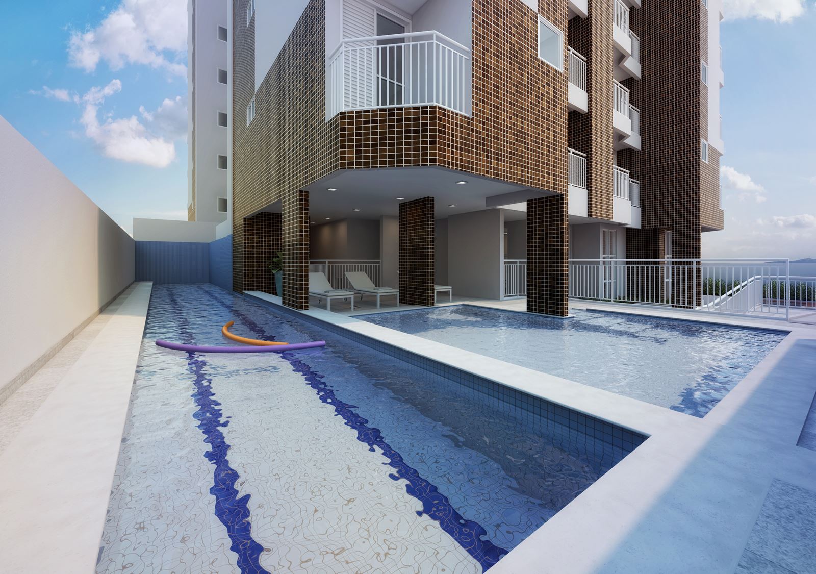 Piscinas adulto e infantil do Residencial Santorini
